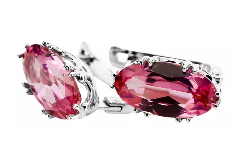 Ohrringe Rubinrot Sterling Silber 925 Vintage Schmuck vec021s